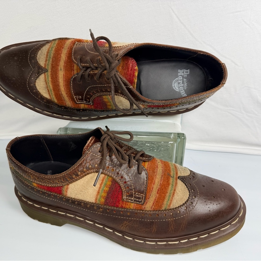 Dr Martens x Pendleton Doc’s Sz 13 Wingtip Oxfords Santa Fe Stripe Wool leather - Picture 3 of 12